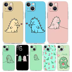 Funda de lujo para iPhone, 15, 14, 13, 12, 11 Pro Max, X, Xs, XR, 7, 8 Plus, parachoques, transparente, TPU, lindo dinosaurio, oso, pareja