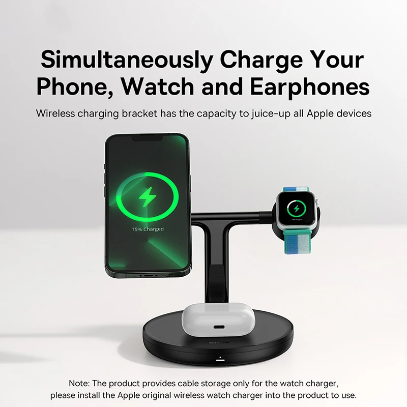 Baseus Cargador Inalámbrico 3 en 1 20W MagSafe para iPhone AirPods Apple Watch