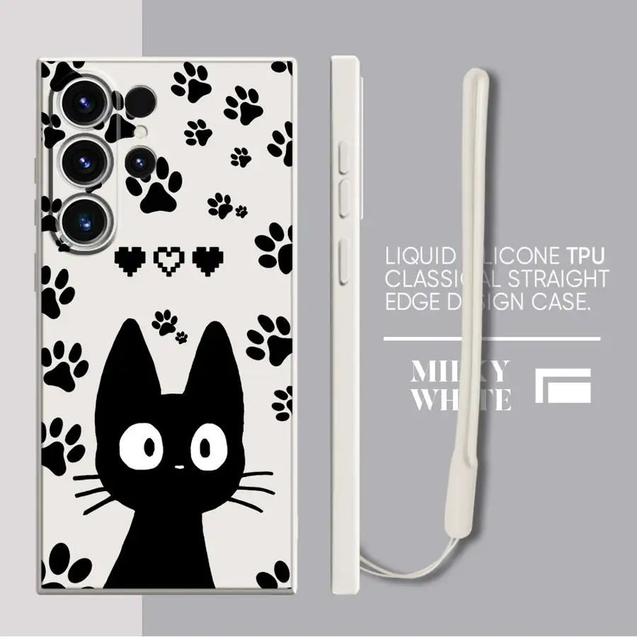 Funda de teléfono para Samsung Galaxy S24 FE S23 S25 Edge S20 S22 Ultra S21 Plus Note 20 10 funda Ultra suave lindo gato - imagen 4