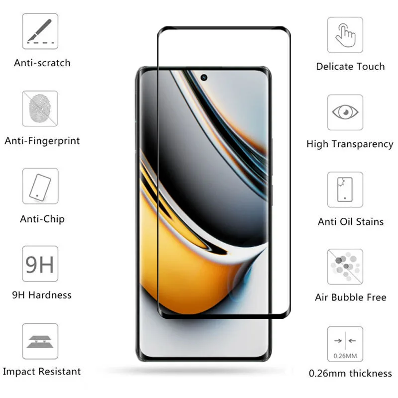 Protector de pantalla de cristal de cubierta completa para Realme 11 Pro, película protectora de lente de teléfono de vidrio templado Realme 11 Pro - imagen 2