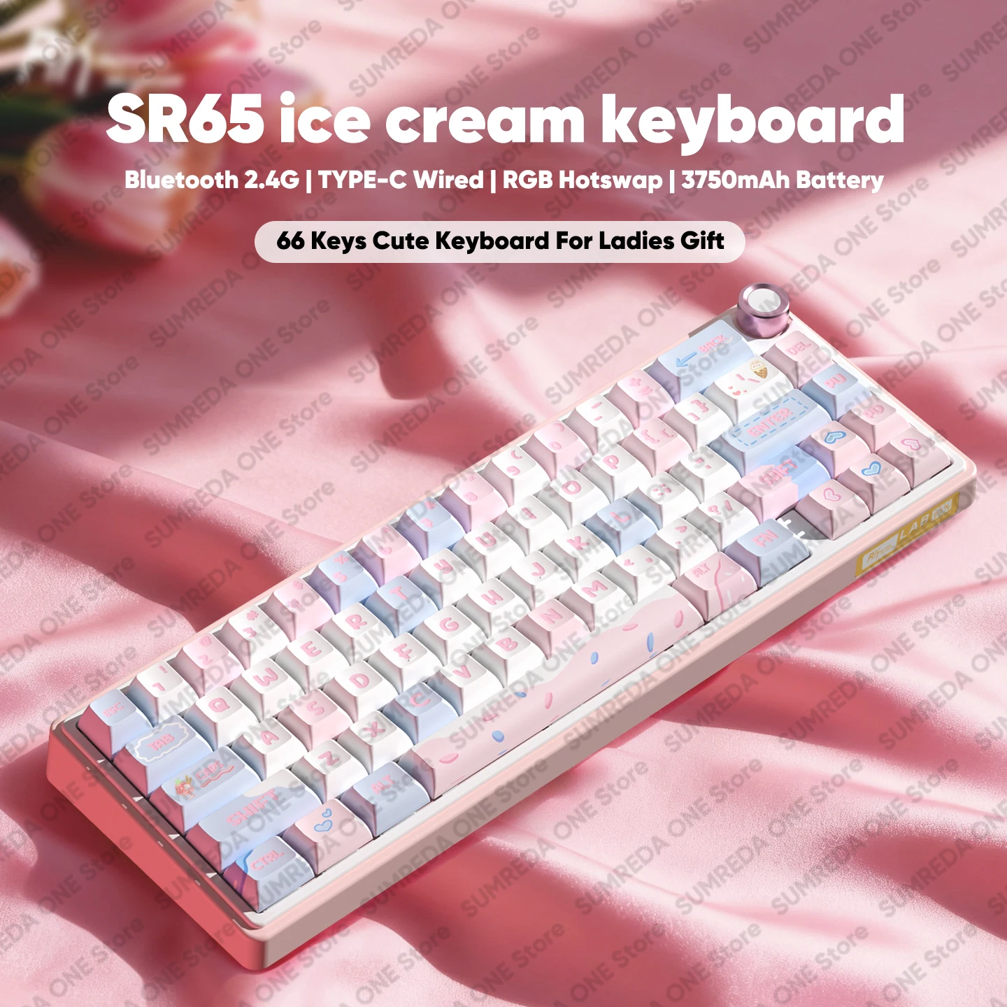 SUMREDA F68 F65 Teclado mecánico inalámbrico para juegos 60% Bluetooth 2,4G con cable RGB retroiluminado Hotswap Gamer teclado sin contacto