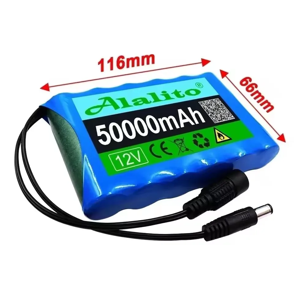 Batería de iones de litio Original 18650 3S2P 12V 50000mah DC 12,6 V 50Ah CCTV recargable, batería de repuesto para Monitor de cámara + cargador - imagen 2