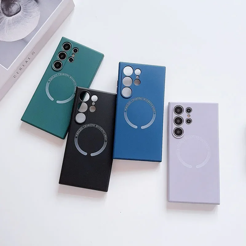 Fundas de carga inalámbrica magnéticas de lujo para Samsung Galaxy S25 Plus Ultra SamsungS25 S25Plus S25Ultra 5G cubierta de silicona de doble capa - imagen 2