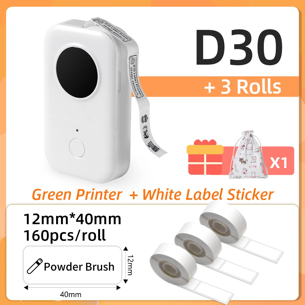 Phomemo-Mini impresora de etiquetas D30, inalámbrica, Bluetooth, portátil, de bolsillo