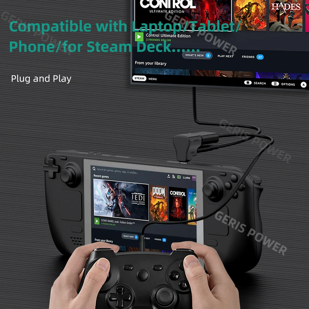 Adaptador de USB-C en forma de U de 180 grados para consola de interruptores Asus Rog Ally/NS tipo C macho a hembra 20Gbps PD140W convertidor de carga rápida - imagen 5