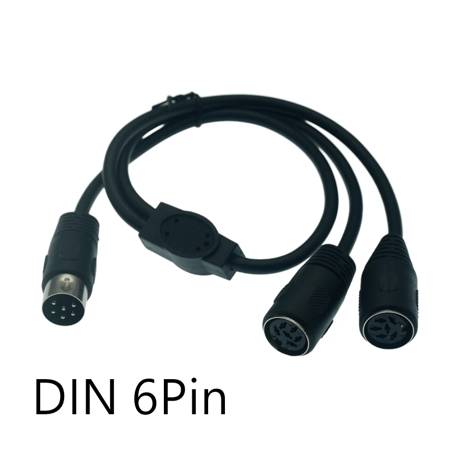 0,5 M DIN 6 PIN 1 A 2 Cable de extensión Y 6 pines DIN macho a 2 enchufes hembra Adaptador AV Toma de audio para dispositivos de audio digitales, negro