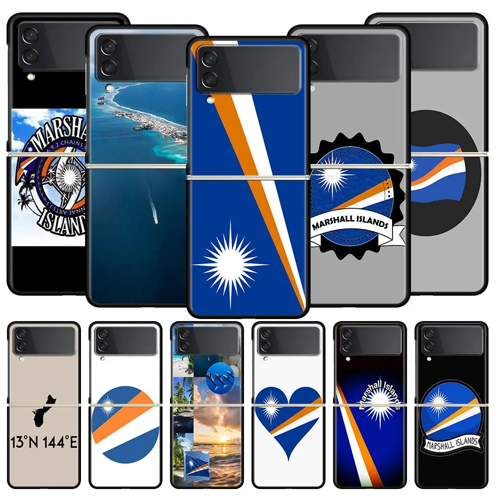 Funda de teléfono con bandera de las Islas Marshall para Samsung Galaxy Z Flip3 Flip4 Flip5, carcasa para Z Flip 3 4 5 6 7, funda trasera plegable dura