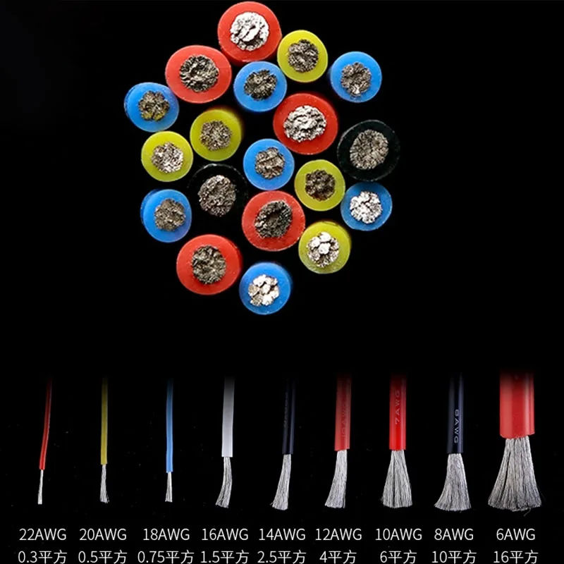 1M 5M Cable de silicona eléctrico suave resistente al calor Cable de cobre conector de batería 8 10 12 14 16 18 20 22 24 26 28 30 AWG K5 - imagen 2