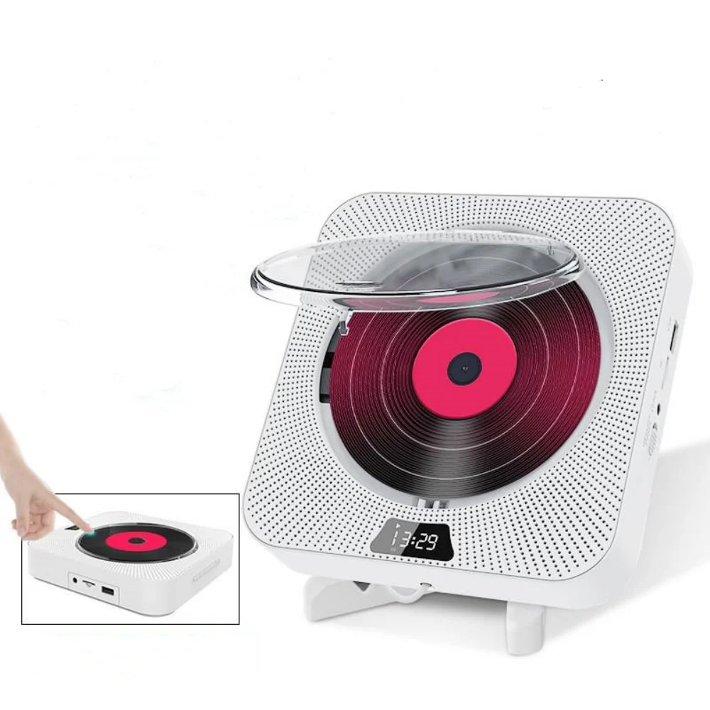 Reproductor de CD portátil Altavoz Bluetooth Reproductores de CD estéreo Pantalla LED Reproductor de música CD montable en la pared con conector para auriculares de 3,5 mm - imagen 2