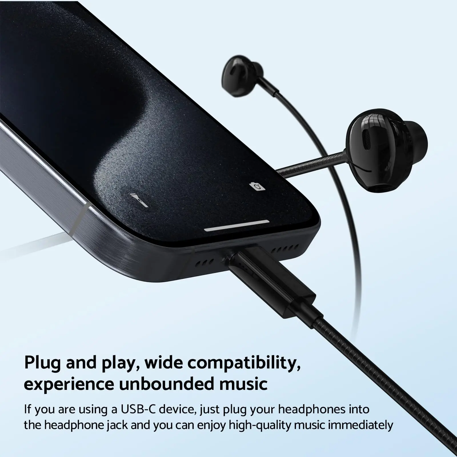 Auriculares USB tipo C con Control de volumen estéreo de graves HiFi, intrauditivos con micrófono HD, auriculares con cable de 3,5mm para Galaxy S24 S23 S22 S21 S20 Ultra - imagen 3