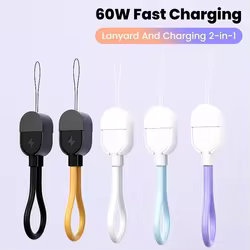 Cable USB-C 60W 16,5 cm Carga Rápida para iPhone 15/16 Samsung Huawei