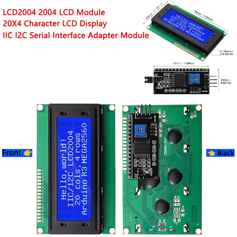 LCD2004 2004 LCD Module Blue/Green/White Screen 20X4 Character LCD Display IIC I2C Serial Interface Adapter Module for Arduino