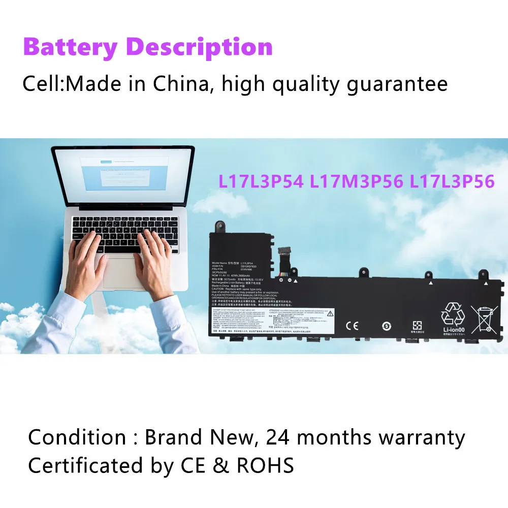 01AV487 L17M3P56 L17L3P56 batería del ordenador portátil para Lenovo Thinkpad Yoga 11E 5th Gen Series 11E-20LM 11E-20LN 11E-20LQ 01AV486 L17L3P54 - imagen 3