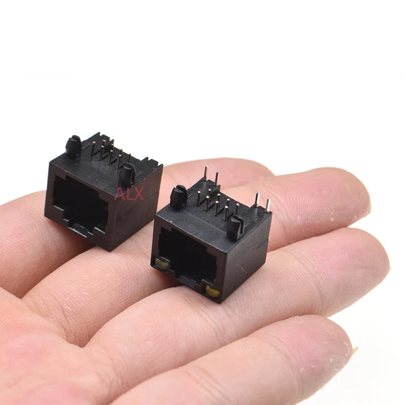 Enchufe hembra Ethernet de red RJ45, Conector hembra con ángulo recto de luz 56 8P8C, color negro, 10 piezas - imagen 4