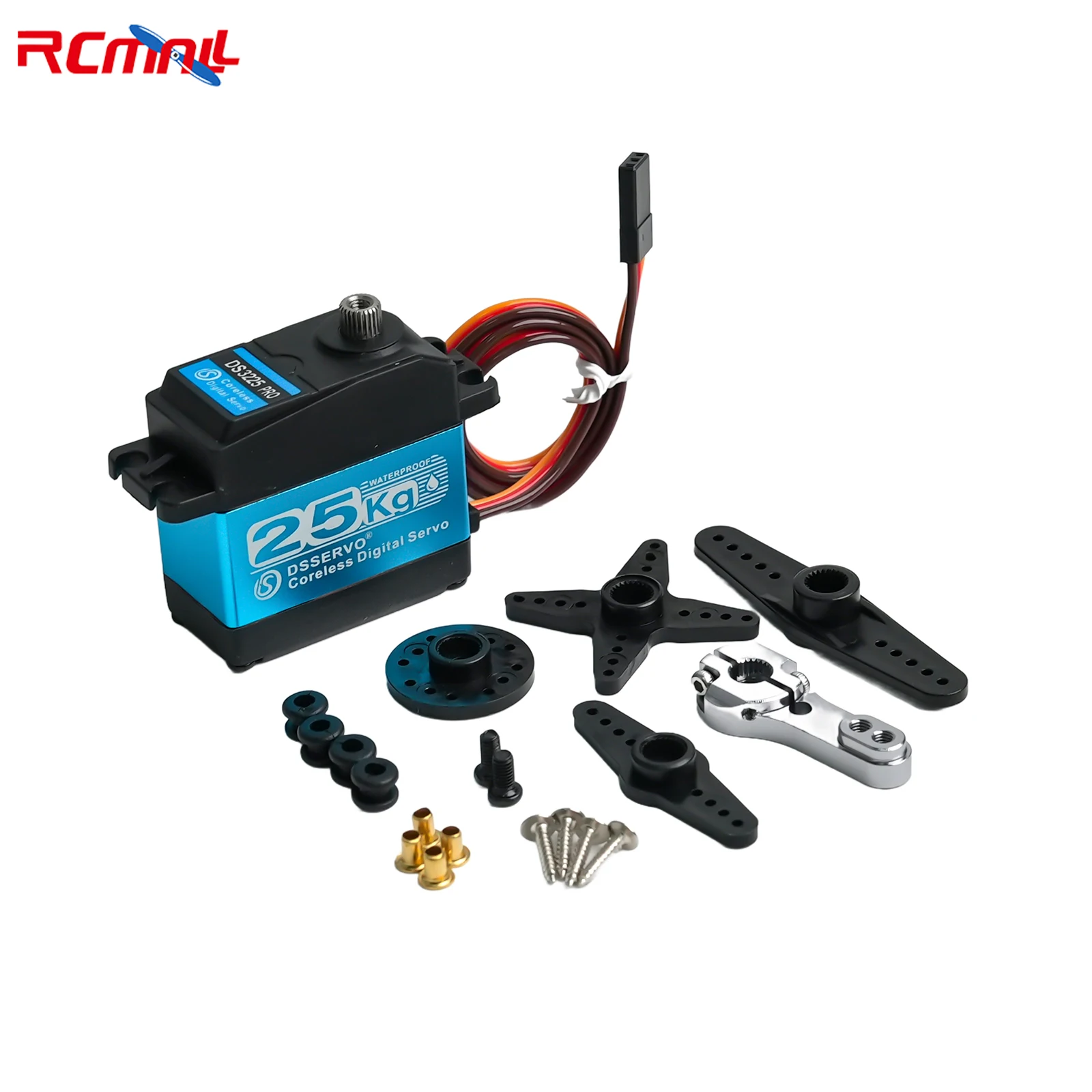 Servo robótico Digital DS3225 PRO, 25KG, 7,4 V, engranaje de Metal de 180 grados, resistente al agua IP66 con brazo Servo 25T, Motor Sin Núcleo para coches RC