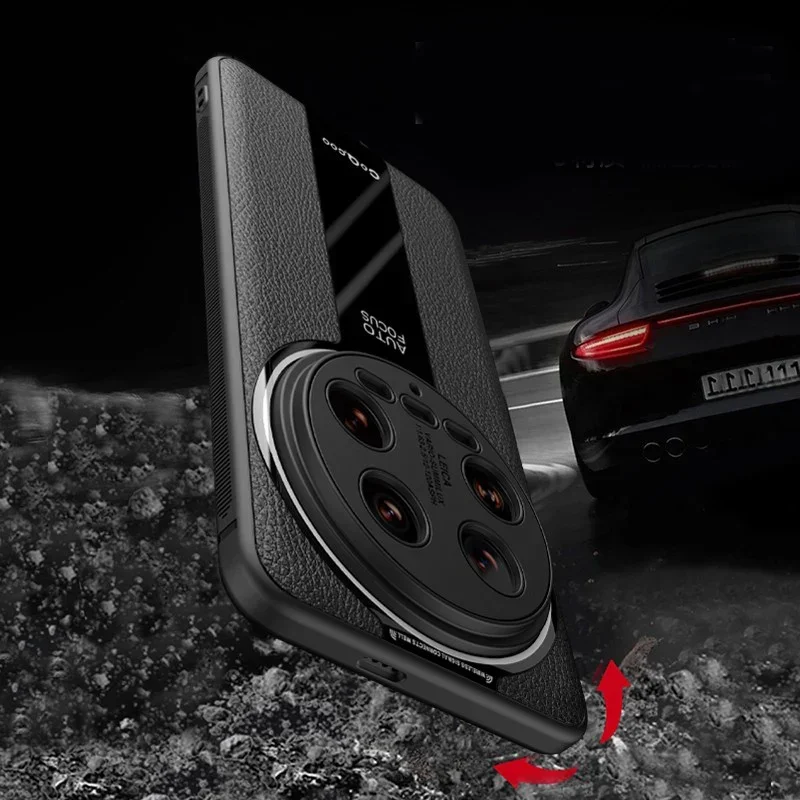 Para Xiaomi Mi 14 Ultra funda de cuero Lichi de lujo + TPU suave protección de lente ultrafina cubierta mate delgada para Xiaomi 14 Ultra - imagen 5