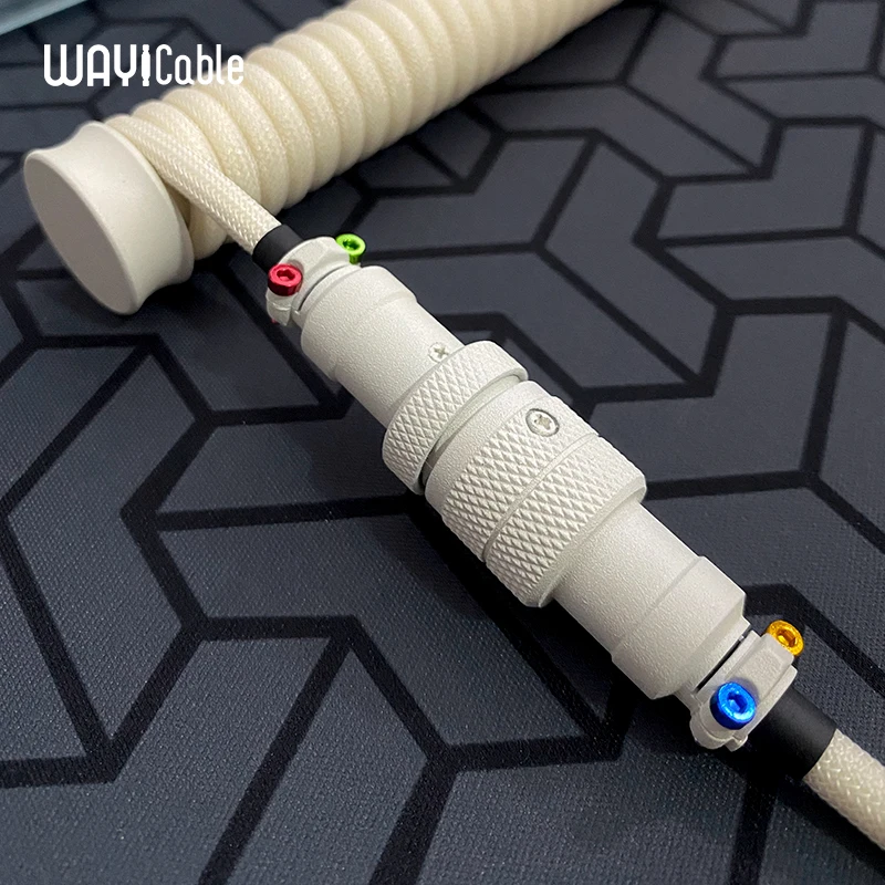 WAYi teclado personalizado Cable enchufable de aviación Cable de datos Color de luz Retro Color a juego tornillo interfaz tipo C Cable de teclado - imagen 2