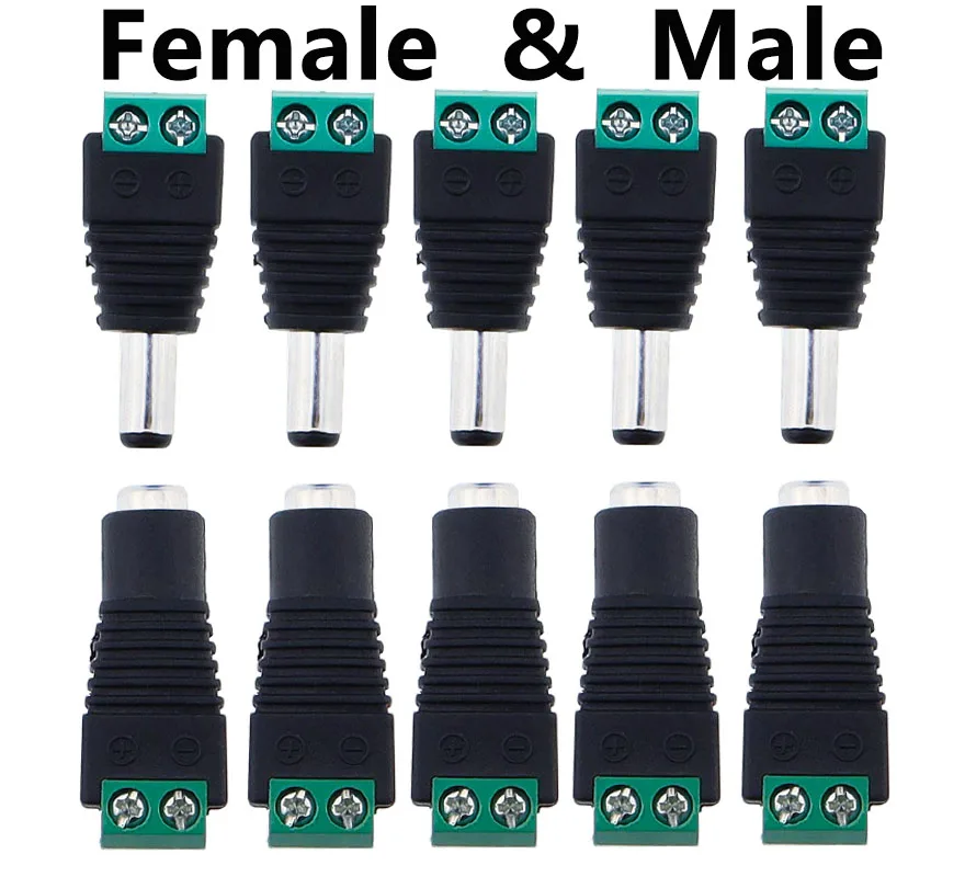 5 pares de conectores macho hembra DC 12V 2,1*5,5mm adaptador de enchufe de alimentación conector de enchufes para tira LED de Color de señal cámara CCTV - imagen 2