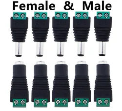 Conector DC macho-hembra 5,5 x 2,1 mm para LED y CCTV