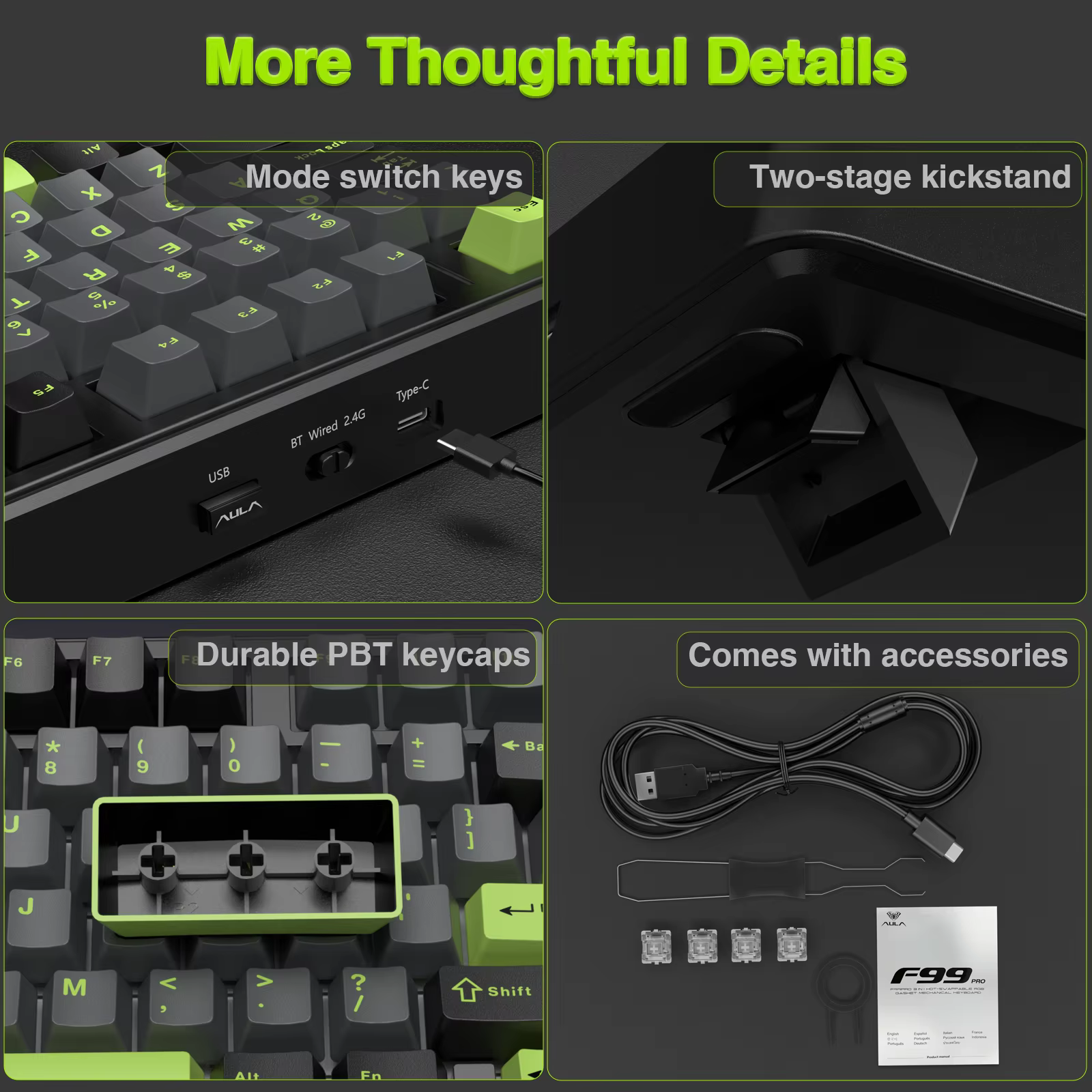 AULA F99PRO Teclado Mecánico Gaming Hot-Swappable Perilla Multimedia - imagen 5