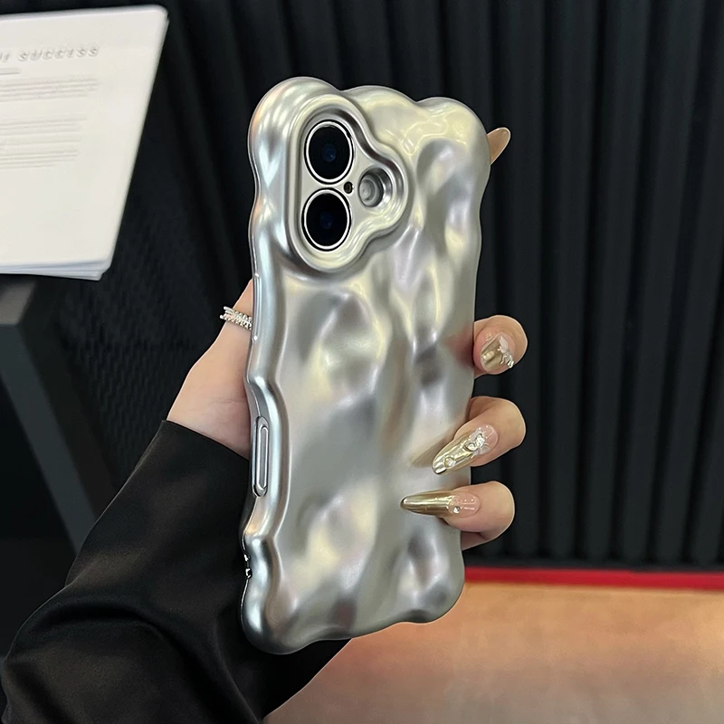 Funda de teléfono con patrón de meteorito plateado mate a la moda para iPhone 11 12 13 14 15 16 17 Pro Max 16 Plus, funda trasera de silicona a prueba de golpes - imagen 3