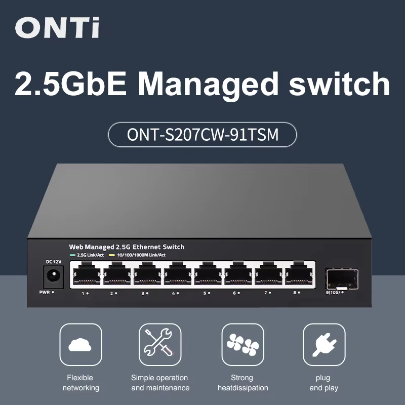 ONTi Conmutador gestionado 2,5 GbE 8 puertos con SFP+ 10G gestión Web