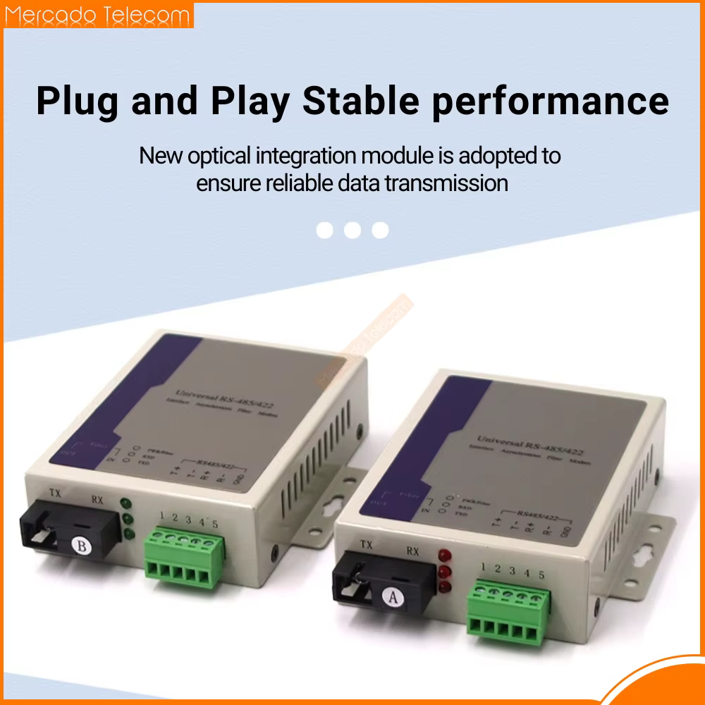 Convertidor de medios RS485 con fibra optica SC bidireccional - imagen 2