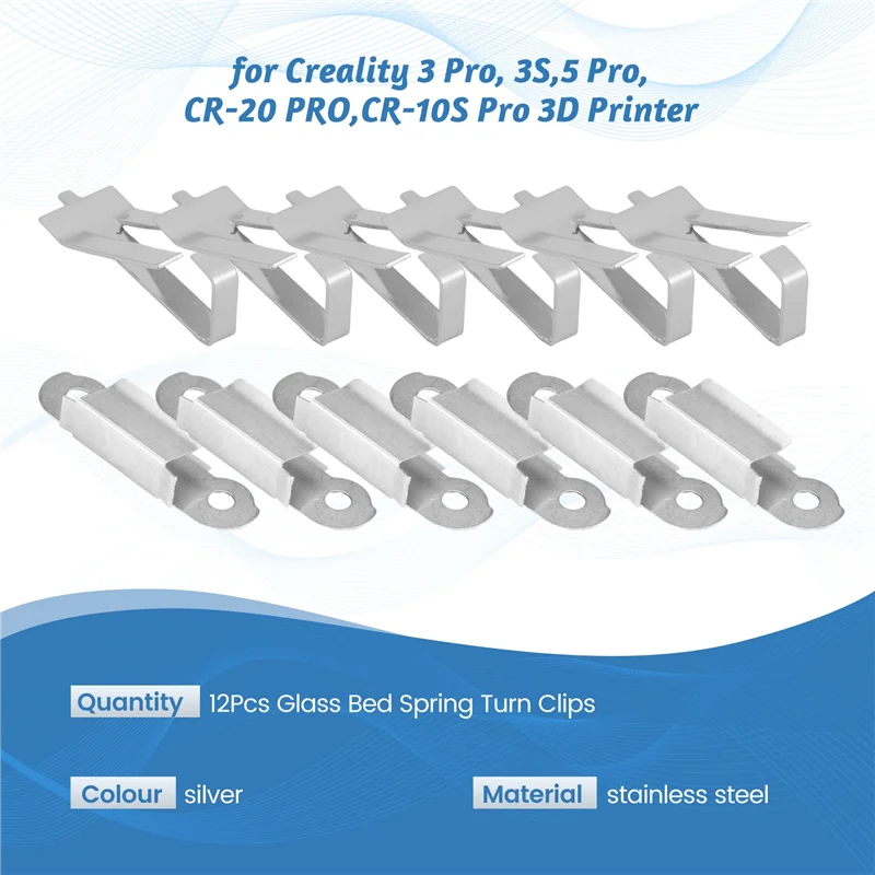 Clips giratorios de resorte de cama de vidrio, 12 Uds., para impresora 3D Creality Ender 3 Pro, Ender 3S,Ender 5 Pro,CR-20 PRO,CR-10S Pro