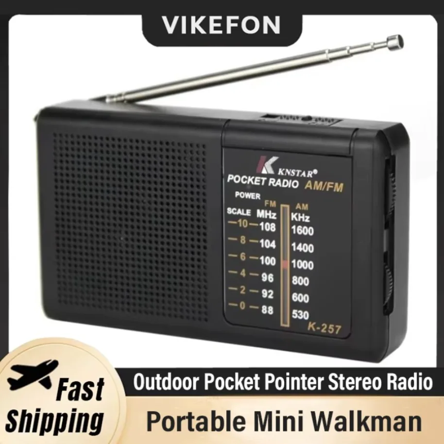 AM FM Mini Radio portátil de dos bandas Banda de onda completa Radio alimentada por batería Altavoz incorporado Radio de emergencia al aire libre para ancianos