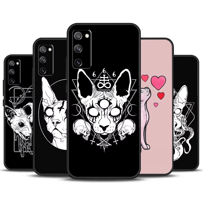 Funda satánica Sphynx para Samsung Galaxy S24, S23, S22 Ultra, S21, S20 FE, Note 10 Plus, Note 20, S8, S9, S10