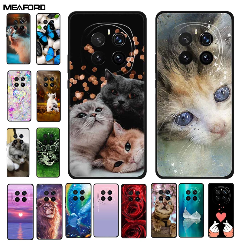 Para Honor Magic 7 funda 7Pro gato pintado colorido borde suave silicona negro Para Honor Magic7 Pro contraportada Magic7 5G Para
