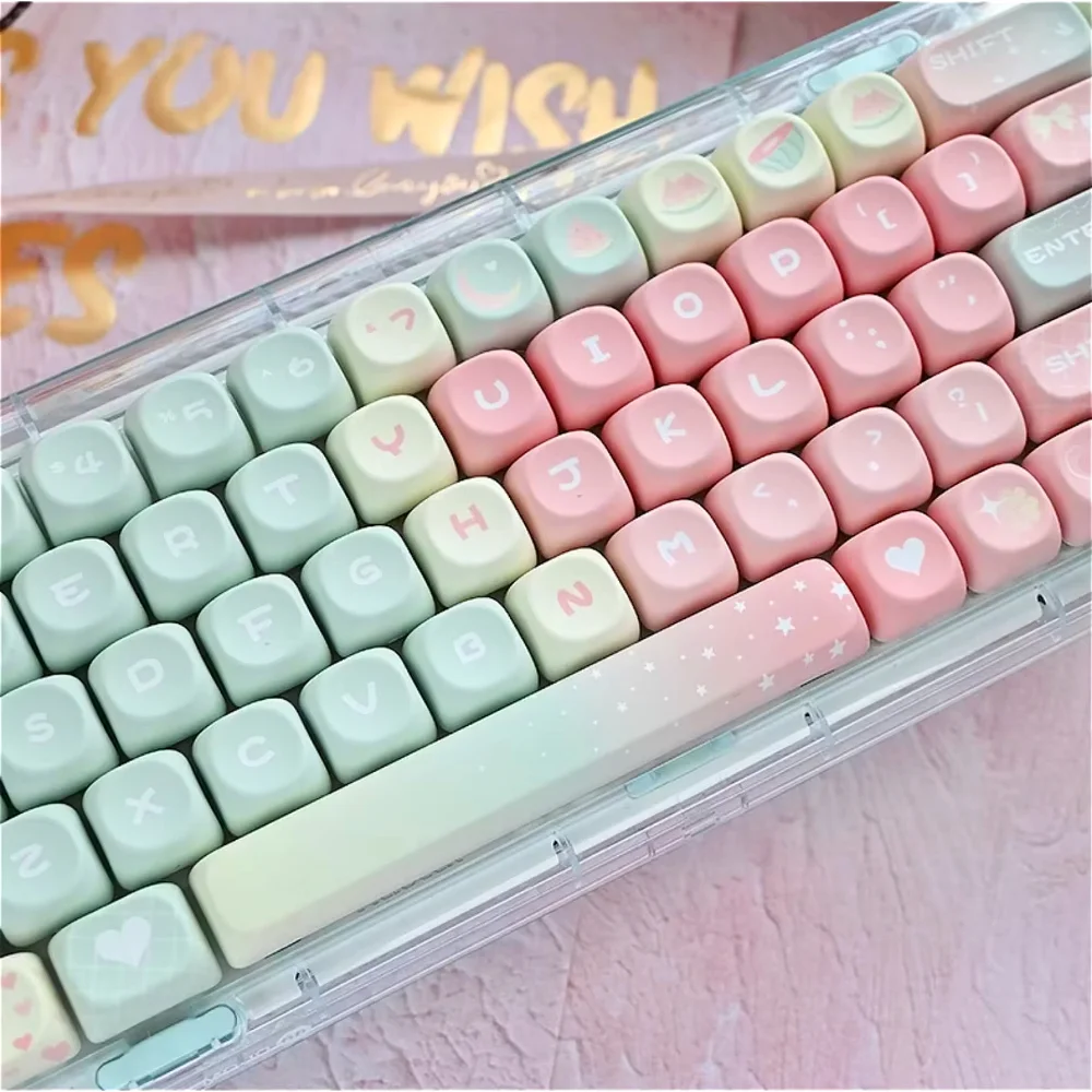 Teclas MOA de 126 teclas, teclas PBT, melón verde, rosa, colores mezclados para 60/64/84/98/108, Teclado mecánico para juegos, interruptor MX - imagen 2