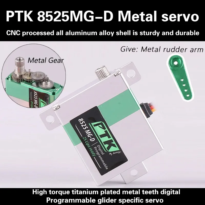 PTK 8525MG-D Servo digital programable engranaje de dirección todo planeador de metal KST DS125/135MG mismo nivel para modelos RC
