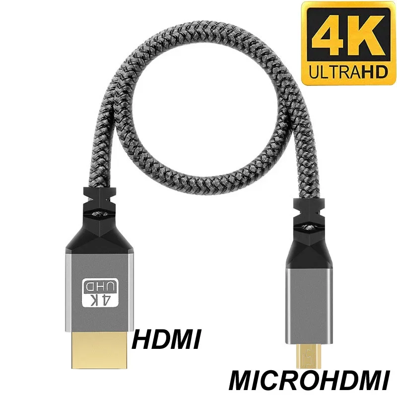 Cable de nailon trenzado HD, 1M/1,5 M/2M/3M/5M, 4K @ 60HZ, Compatible con HDMI a MICROHDMI, extensión MICRO HDMI, macho a macho, para HDTV, PS4 - imagen 3