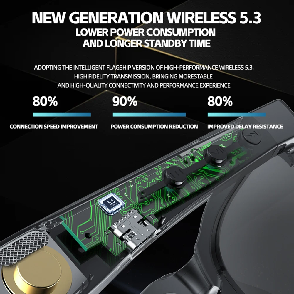 Gafas de traducción inteligentes AI, compatibles con Bluetooth 5,4, gafas de sol deportivas para conducir, altavoces con micrófono incorporado para hombres y mujeres - imagen 5