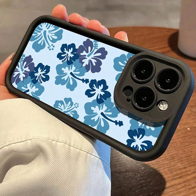 Funda para Samsung Galaxy A16 A36 A56 A25 A35 A55 A54 A53 S25 S24 S23 Ultra S22 Plus S21 FE con funda con patrón pintado a mano azul - imagen 2