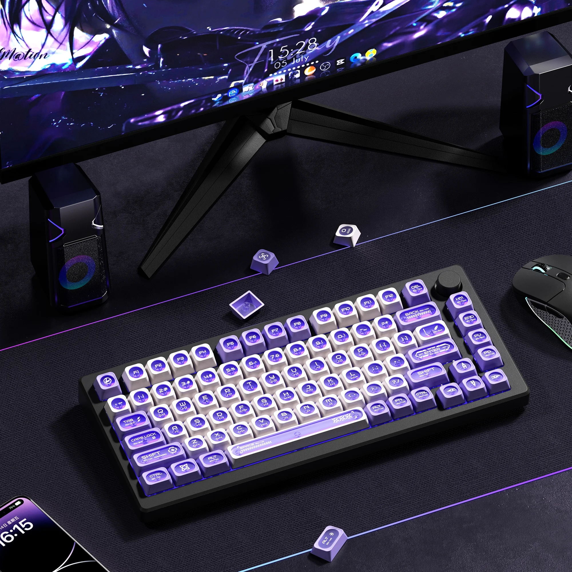 Juego de teclas con tema mate Opalopal MAX, teclas PBT PC Cherry Profile personalizadas originales hechas a mano para accesorios de teclado mecánico - imagen 5