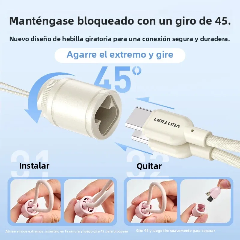 Vention Power Bank 10000mAh 22,5W PD Power Charging con cable USB tipo C incorporado para iPhone /Huawei, cargador ultraportátil - imagen 4