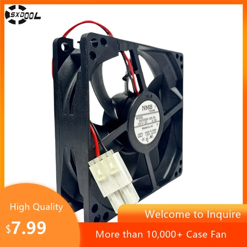 Ventilador de refrigeración silencioso de 9 cm y 12 V: NMB 09225SS-12K-FA (0,12 A, rodamiento hidráulico) para uso en refrigerador y computadora