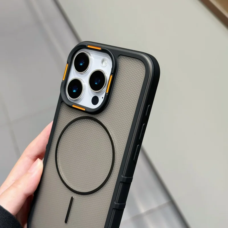 Funda anticaída de grado militar con patrón de rejilla de diamante magnético para iPhone 16E 16 15 14 Plus 13 12 Pro Max 11 cubierta de carga inalámbrica - imagen 5