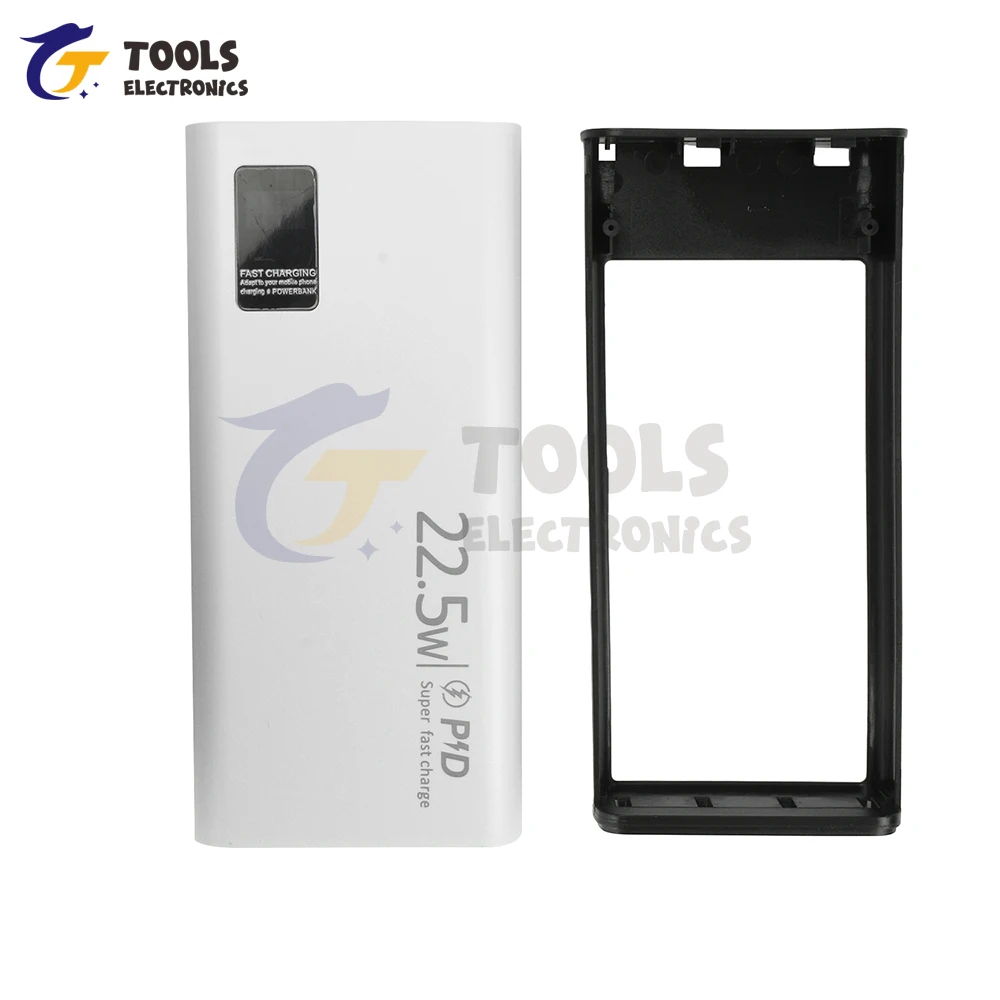 Kit de caja para banco de energía DIY, carga rápida de 22,5 W, Compatible con batería de polímero 1260110, opciones en blanco/negro, batería no incluida - imagen 5