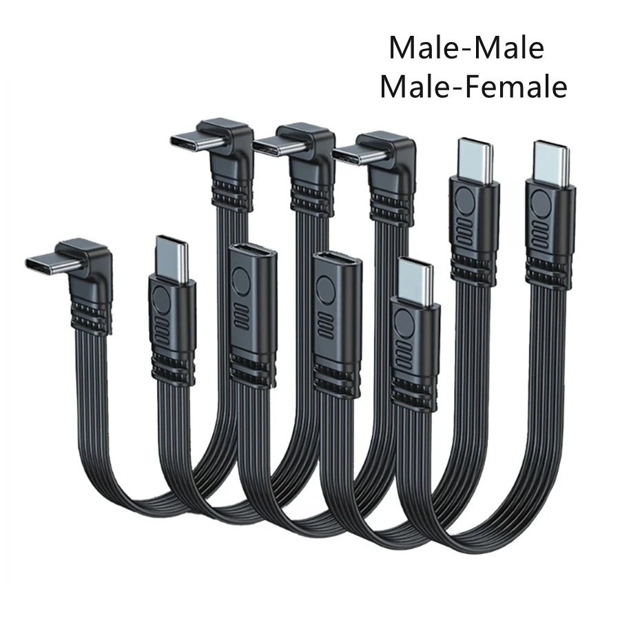 Cable de extensión USB C de 90 grados macho a hembra tipo C a tipo C 480Mbps 45W Cable de datos extensor de carga rápida para Samsung Xiaomi