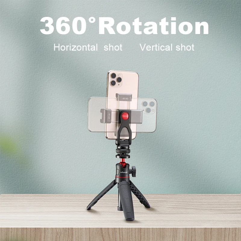 ULANZI-trípode de Metal para teléfono móvil, soporte de montaje con zapata fría, rotación de 360 grados, para luz de micrófono, Canon, Nikon, Sony, cámara DSLR, Smartphone, ST-10 - imagen 5
