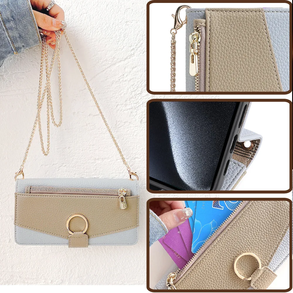 Funda tipo billetera de cuero de lujo para iPhone 17 16 15 14 Plus 14 Pro Max cubierta suave a prueba de golpes