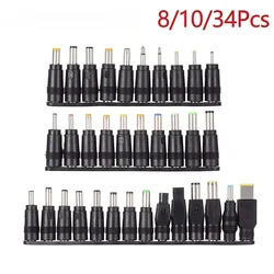 Adaptador de corriente Universal, Kit de conector de puntas para Thinkpad, portátil, juegos de enchufes, fuente de alimentación, 5,5x2,1mm, CC, CA, 8, 10 piezas, 34 piezas