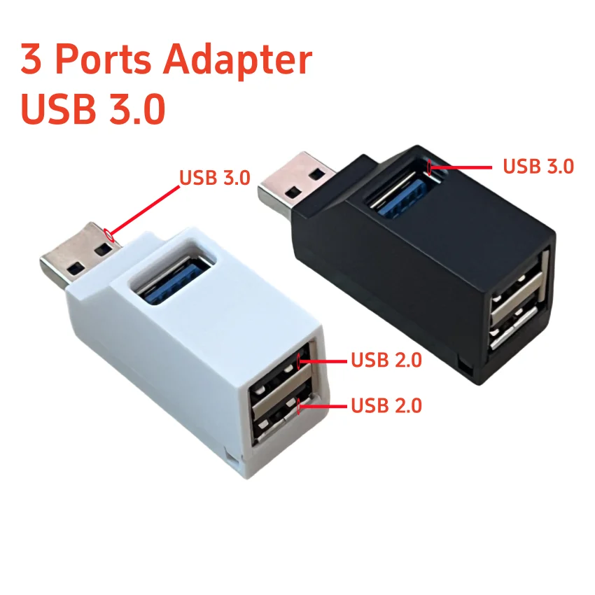 Adaptador de concentrador USB 3,0, extensor de concentrador USB 2,0, concentrador USB de 3 puertos, transferencia de datos de alta velocidad, estación de acoplamiento divisor USB para PC y portátil, 1 ud. - imagen 3