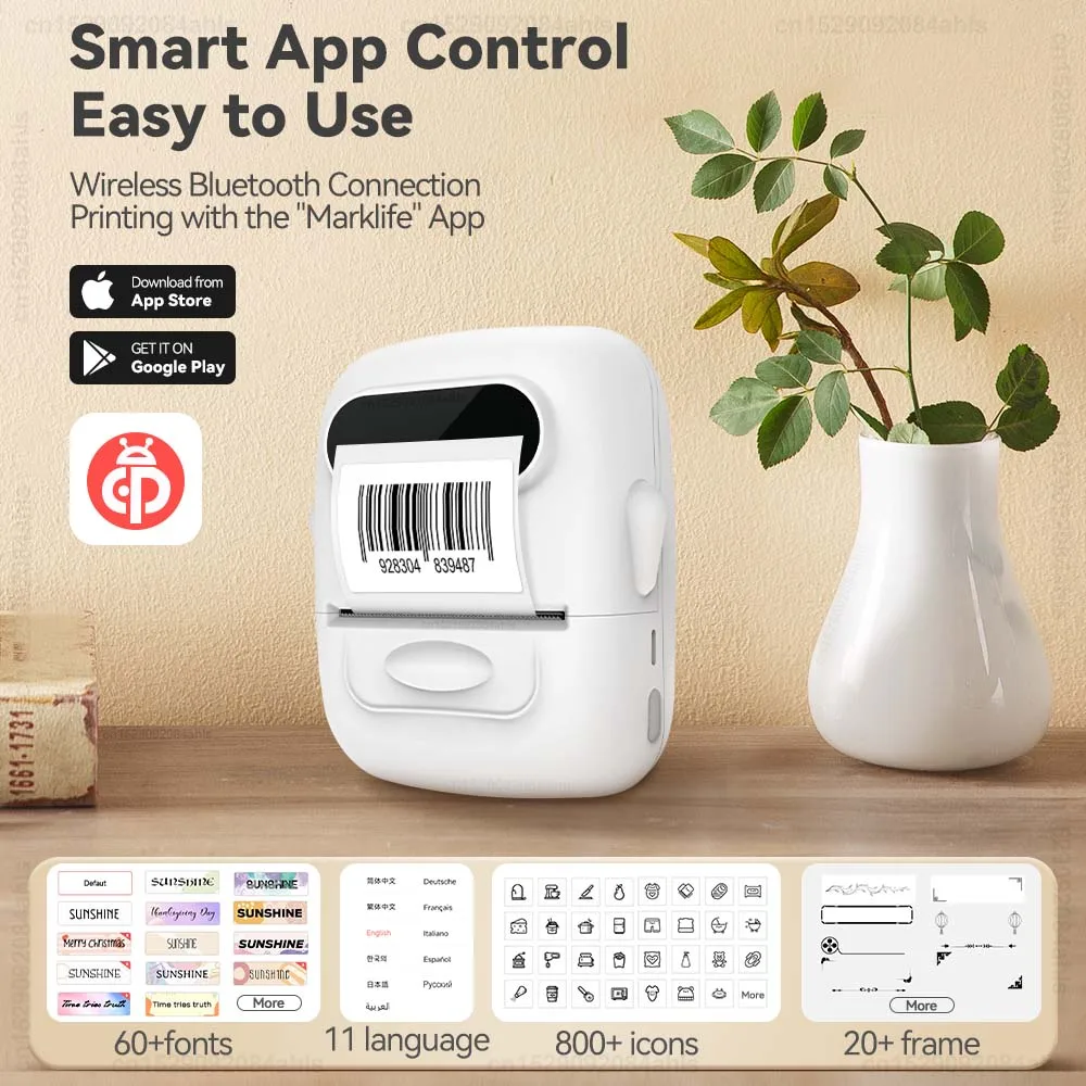 Mini impresora de etiquetas Marklife P50, impresora térmica Bluetooth, máquina de etiquetado portátil sin impresión de tinta, fabricante P50 o 2 etiquetas - imagen 3