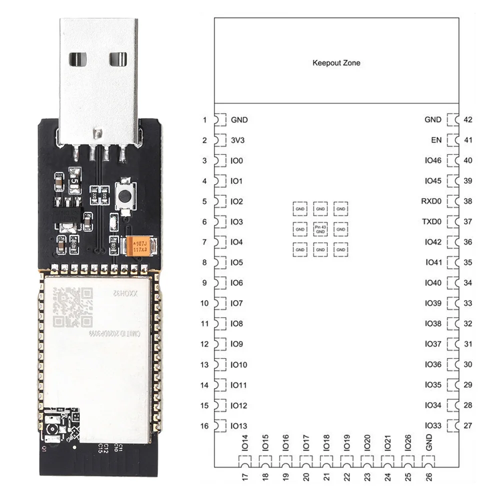 Placa de desarrollo de ESP32-S2, módulo de ESP32-S2 integrado, puerto USB adecuado para PS4 9,0, versión intermitente y lanzamiento, Flash de 4MB - imagen 2