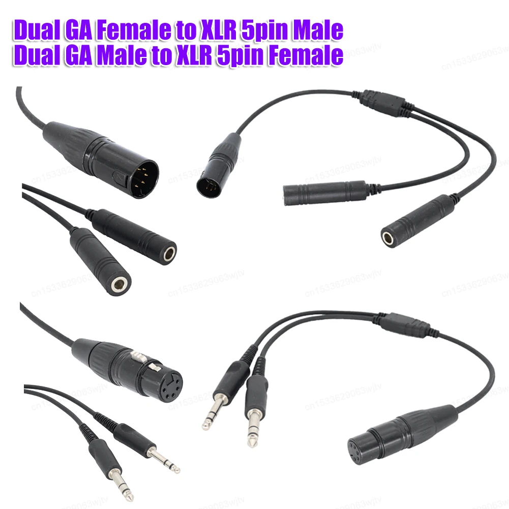 GA-Cable de auriculares de aviación para comunicación de aviación, conector Dual a Airbus, adaptador XLR de 5 pines, Universal