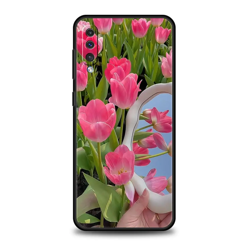 Funda para Teléfono Samsung A56 A36 A26 A24 A12 A14 A16 A50 A70 A22 A40 A34 A54 A42 A52 5G A04s A06, Diseño de Flor de Tulipán Rosa y Amor - imagen 5